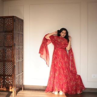 Red Experience Elegance with a Modern Touch: Exclusive Anarkali Suit ClothsVilla