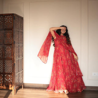 Red Experience Elegance with a Modern Touch: Exclusive Anarkali Suit ClothsVilla