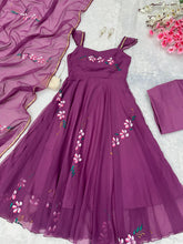 Load image into Gallery viewer, Purple Elegance Meets Artistry: Exclusive Handpainted Anarkali Suit ClothsVilla