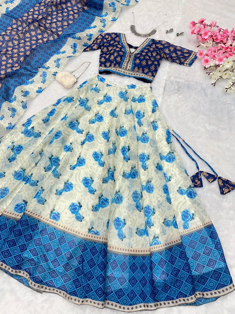 Blue Embrace Elegance with a Modern Touch – Exclusive Designer Lehenga Choli ClothsVilla