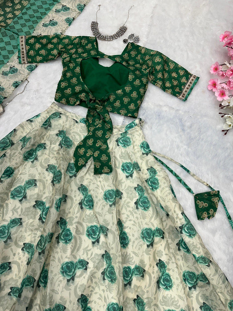 Green Embrace Elegance with a Modern Touch – Exclusive Designer Lehenga Choli ClothsVilla