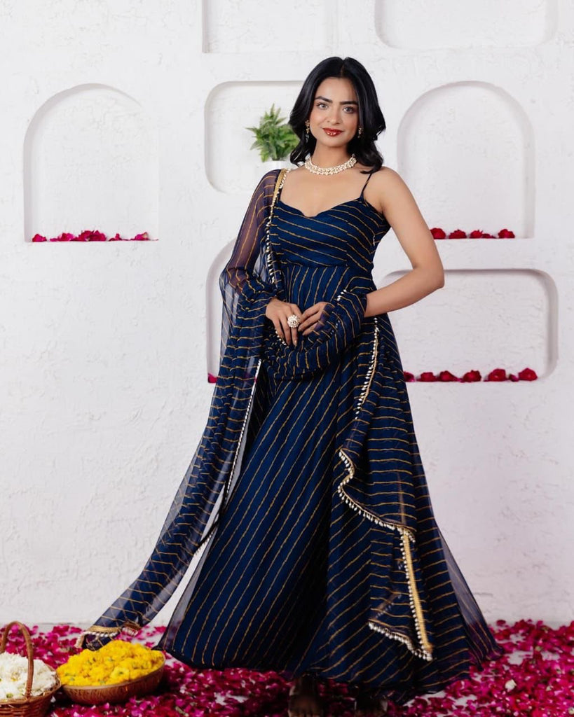 Navy Blue Discover Grace and Modernity – Exclusive Anarkali Suit Collection ClothsVilla