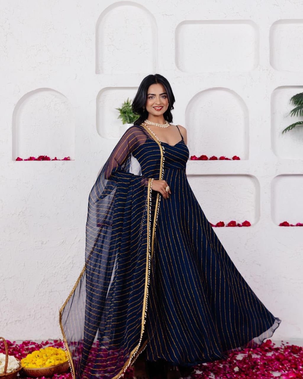 Navy Blue Discover Grace and Modernity – Exclusive Anarkali Suit Collection ClothsVilla Main image