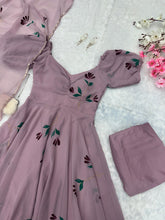 Load image into Gallery viewer, Purple Elevate Your Style with Handpainted Elegance – Exclusive Anarkali Suit ClothsVilla