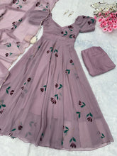 Load image into Gallery viewer, Purple Elevate Your Style with Handpainted Elegance – Exclusive Anarkali Suit ClothsVilla