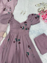 Load image into Gallery viewer, Purple Elevate Your Style with Handpainted Elegance – Exclusive Anarkali Suit ClothsVilla