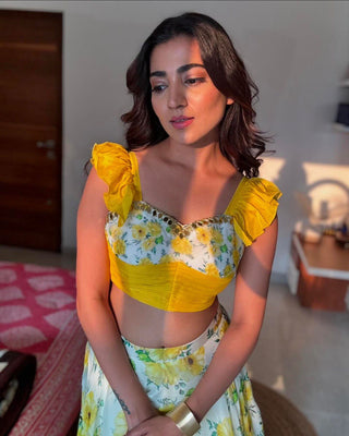 Yellow Elevate Your Wardrobe with Exclusive Floral Lehenga ClothsVilla