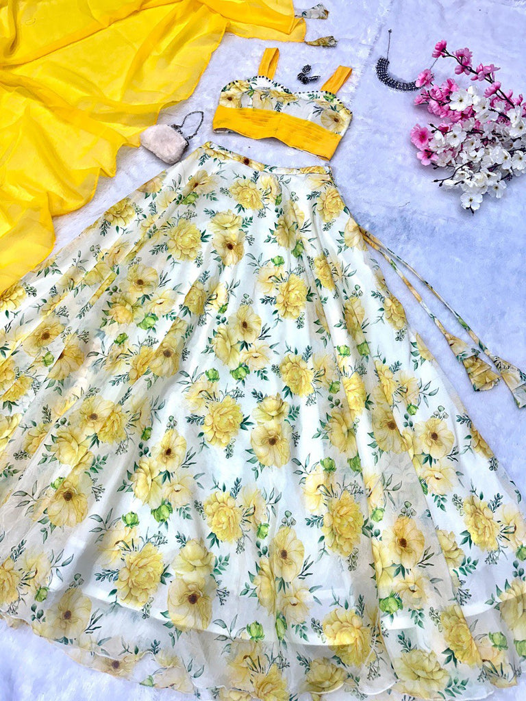 Yellow Elevate Your Wardrobe with Exclusive Floral Lehenga ClothsVilla