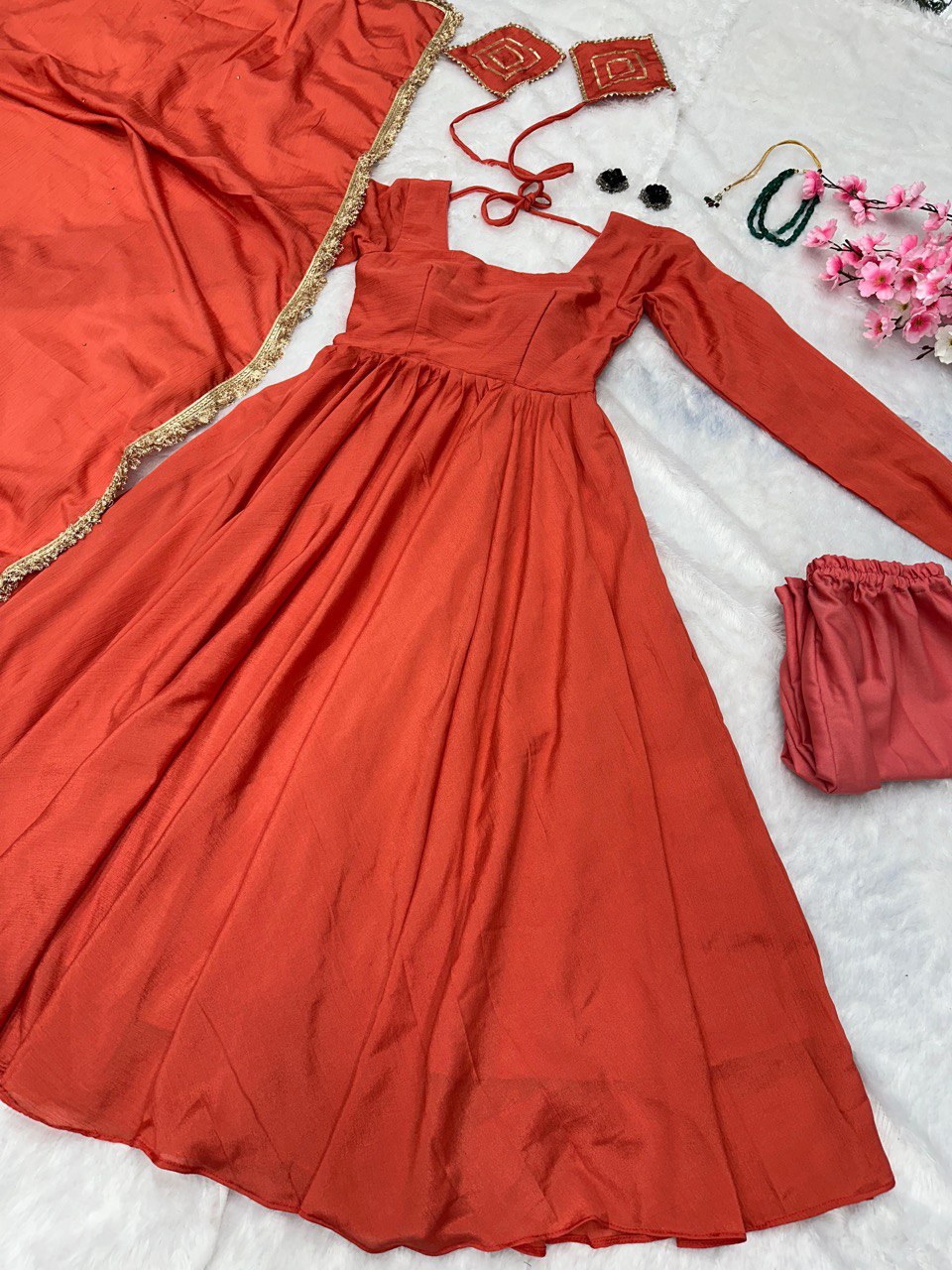 Orange Discover Modern Elegance with Our Exclusive Anarkali Design ClothsVilla Main image