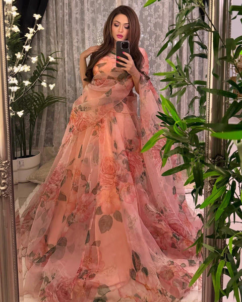 Peach Experience Timeless Elegance with Our Exclusive Floral Lehenga Design ClothsVilla Main image