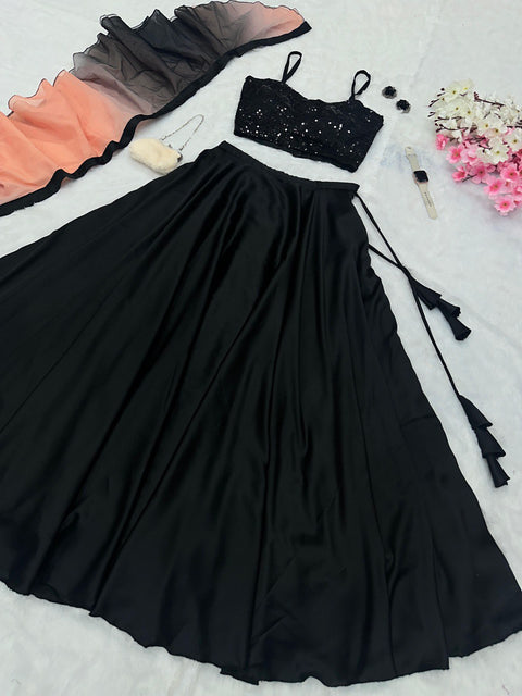 Black Unleash Elegance with Our Exclusive Georgette Lehenga Design ClothsVilla Main image
