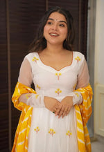 Load image into Gallery viewer, Yellow &amp; White Celebrate Elegance with Our Exclusive Two-Color Anarkali Design ClothsVilla