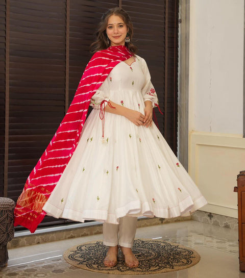 Red & White Celebrate Elegance with Our Exclusive Two-Color Anarkali Design ClothsVilla Main image