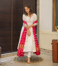 Load image into Gallery viewer, Red &amp; White Celebrate Elegance with Our Exclusive Two-Color Anarkali Design ClothsVilla