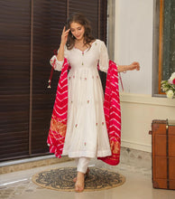 Load image into Gallery viewer, Red &amp; White Celebrate Elegance with Our Exclusive Two-Color Anarkali Design ClothsVilla