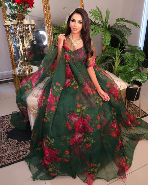 Green Embrace Modern Elegance with Our Exclusive Organza Lehenga Design ClothsVilla Main image