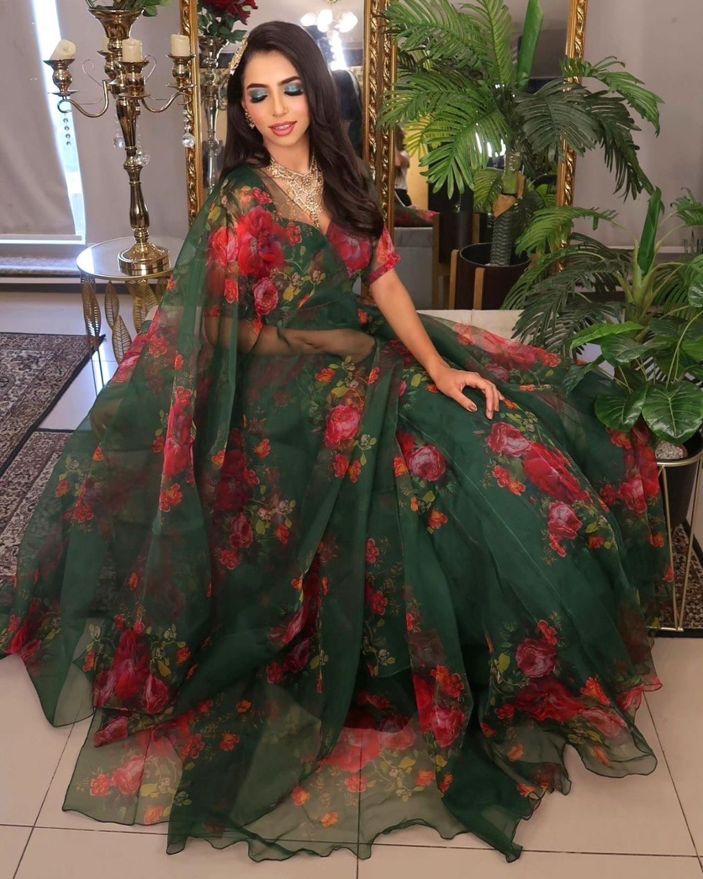 Green Embrace Modern Elegance with Our Exclusive Organza Lehenga Design ClothsVilla