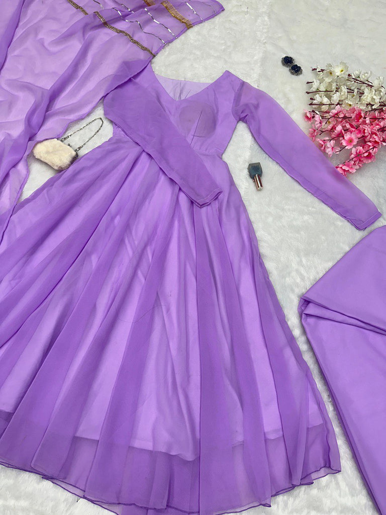 Purple Elevate Your Style with Our Exclusive Georgette Anarkali Design ClothsVilla