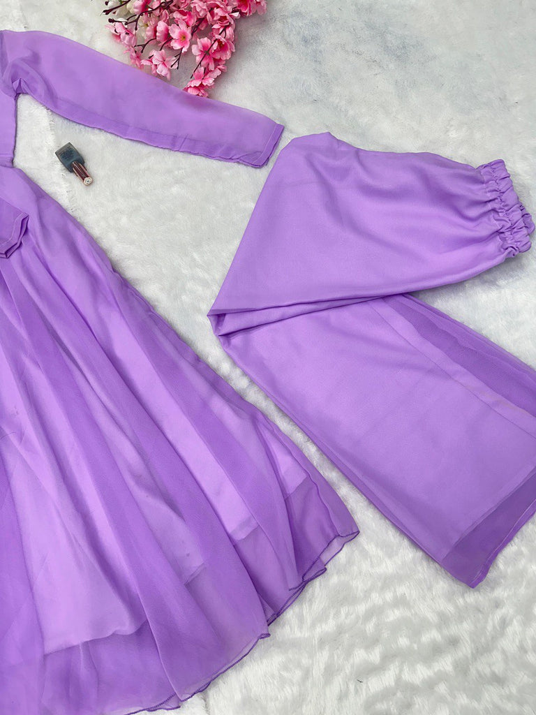 Purple Elevate Your Style with Our Exclusive Georgette Anarkali Design ClothsVilla