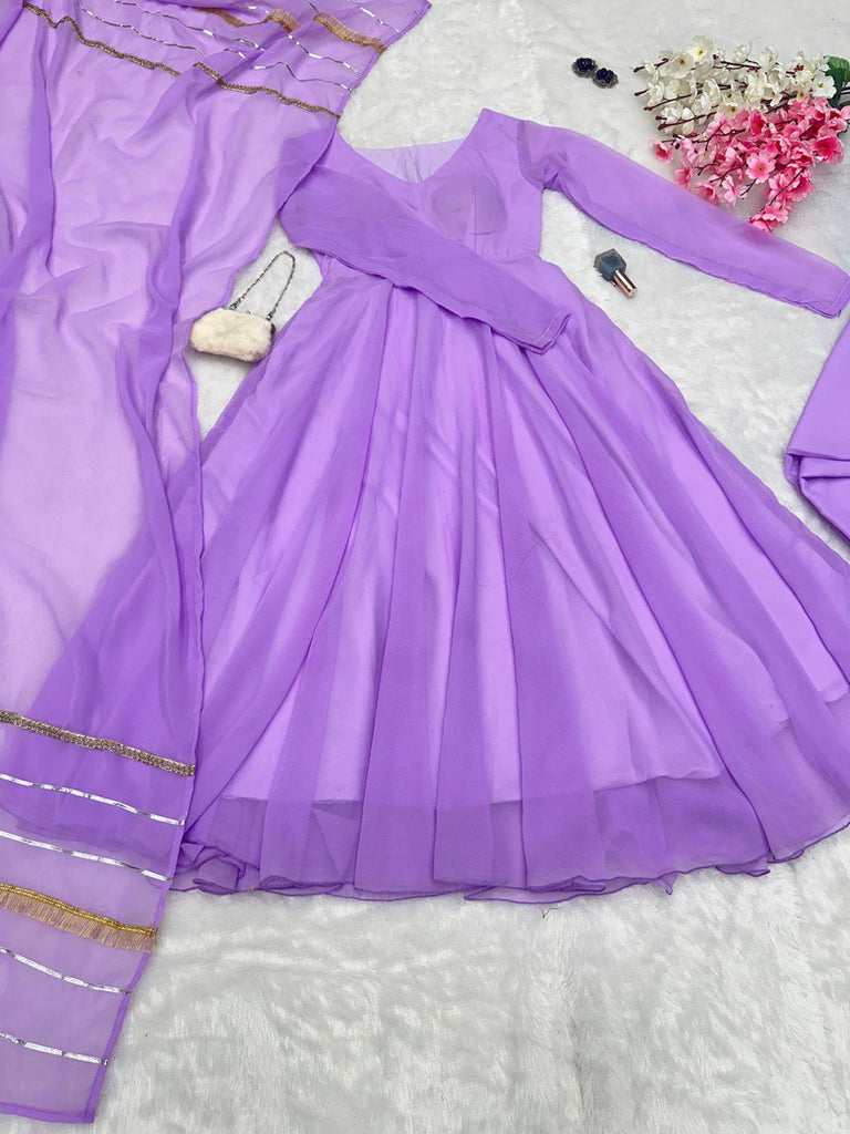 Purple Elevate Your Style with Our Exclusive Georgette Anarkali Design ClothsVilla