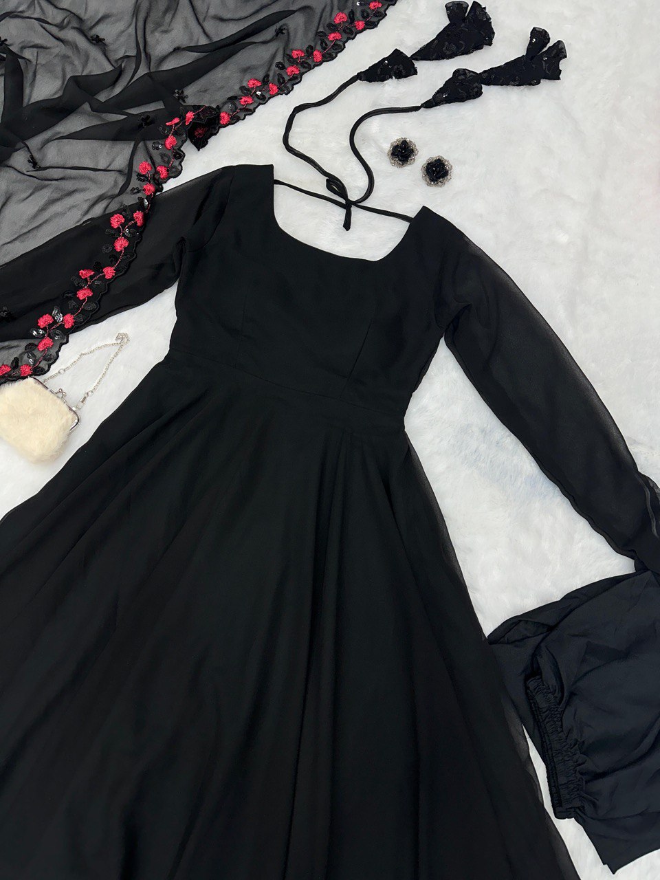 Black Embrace Modern Elegance with Our Exclusive Georgette Anarkali Suit ClothsVilla Main image