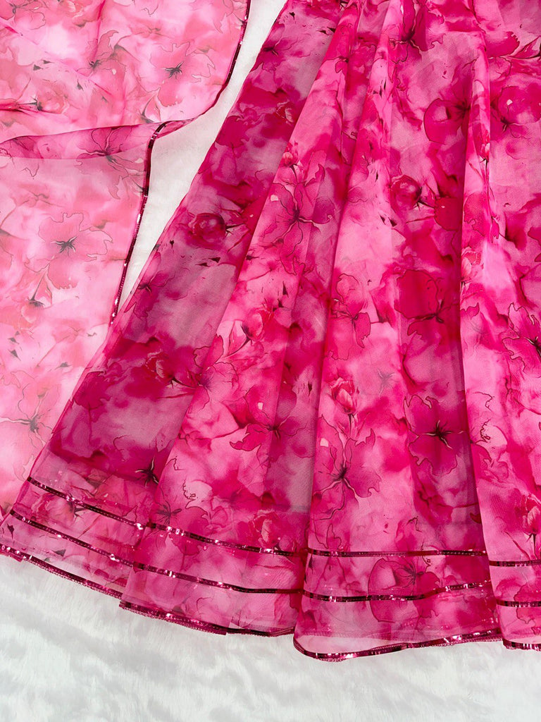 Pink Experience Timeless Elegance with Our Exclusive Organza Lehenga Set ClothsVilla