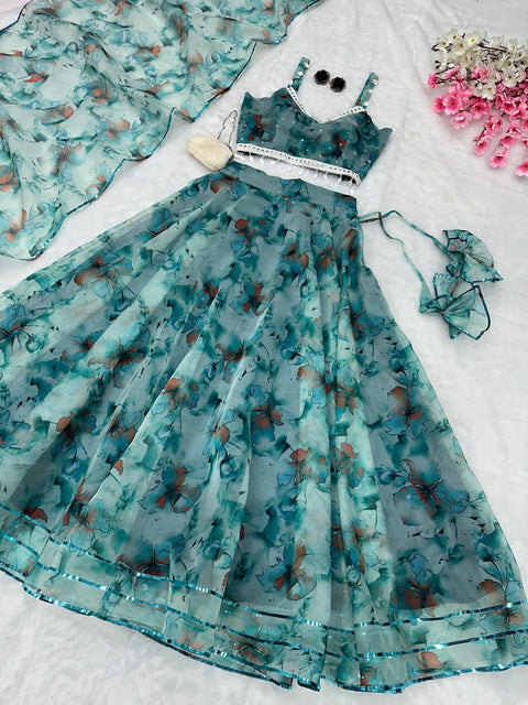 Sky Blue Experience Timeless Elegance with Our Exclusive Organza Lehenga Set ClothsVilla Main image