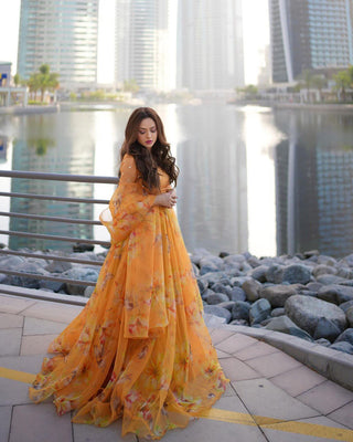 Orange Elegance with Our Exclusive Floral Lehenga Set ClothsVilla