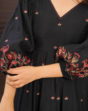 Load image into Gallery viewer, Black Embrace Modern Elegance with Our Exclusive Digital Printed Anarkali Set ClothsVilla