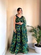 Load image into Gallery viewer, Green Exude Elegance with Our Exclusive Organza Lehenga Set ClothsVilla