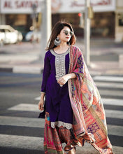 Load image into Gallery viewer, Purple Premium Designer Readymade Top, Palazzo Set - Party Wear Collection ClothsVilla