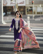 Load image into Gallery viewer, Purple Premium Designer Readymade Top, Palazzo Set - Party Wear Collection ClothsVilla