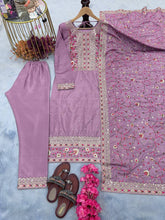 Load image into Gallery viewer, Dusty Purple Premium Designer Readymade Suit Set Heavy Chinon Silk Clothsvilla