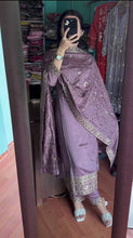 Load image into Gallery viewer, Dusty Purple Premium Designer Readymade Suit Set Heavy Chinon Silk Clothsvilla