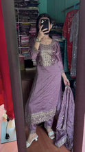 Load image into Gallery viewer, Dusty Purple Premium Designer Readymade Suit Set Heavy Chinon Silk Clothsvilla