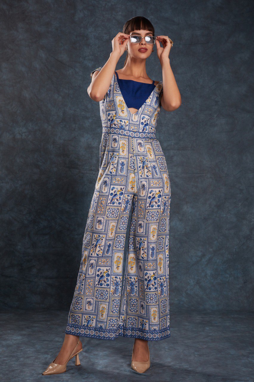 Navy Blue Chic Printed Linen Maxi Dress – Ready to Wear ClothsVilla