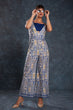 Load image into Gallery viewer, Navy Blue Chic Printed Linen Maxi Dress – Ready to Wear ClothsVilla