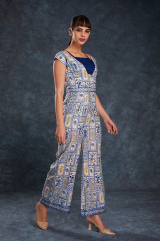 Navy Blue Chic Printed Linen Maxi Dress – Ready to Wear ClothsVilla