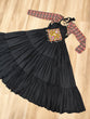 Load image into Gallery viewer, Black Navratri Special Gown with Kutchi Gamthi Embroidery – 3 Layer Frill &amp; 12 Meter Flair ClothsVilla