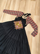 Load image into Gallery viewer, Black Navratri Special Gown with Kutchi Gamthi Embroidery – 3 Layer Frill &amp; 12 Meter Flair ClothsVilla
