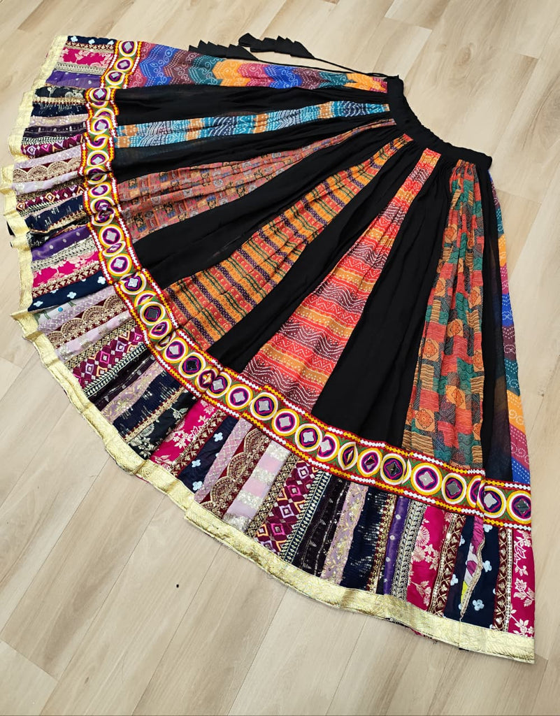 Multi Colour Designer Georgette Gamthi Embroidered Lehenga Set ClothsVilla