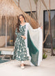 Load image into Gallery viewer, Green Elegant Floral Printed Pure Cotton Suit Set with Faux Georgette Dupatta &amp; Lucknowi Lace Border ClothsVilla