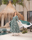 Green Elegant Floral Printed Pure Cotton Suit Set with Faux Georgette Dupatta & Lucknowi Lace Border ClothsVilla