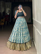 Load image into Gallery viewer, Sky Blue Tasar Silk Printed Lehenga Choli