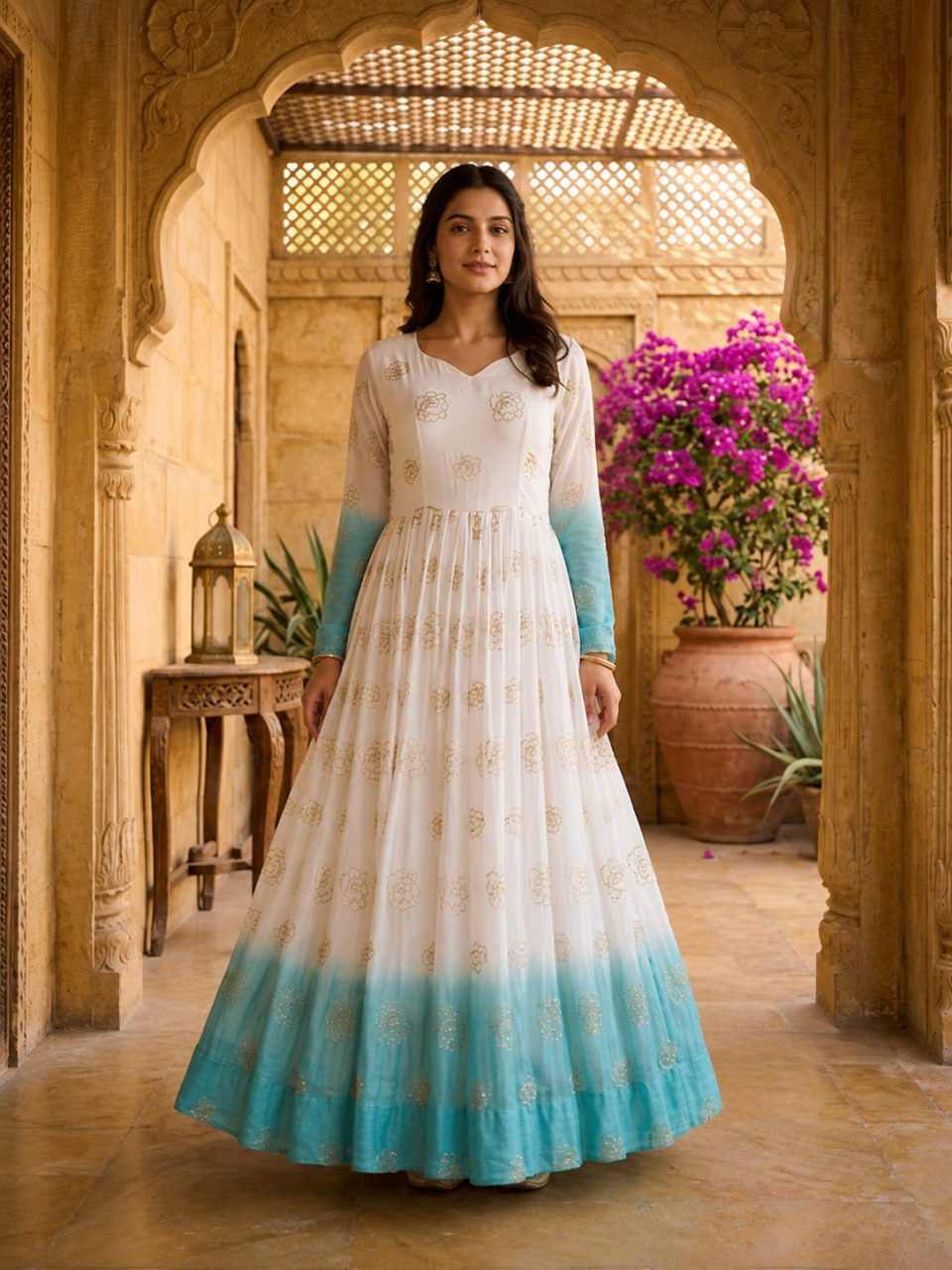 Crunchy Sequins Flared Gown ClothsVilla