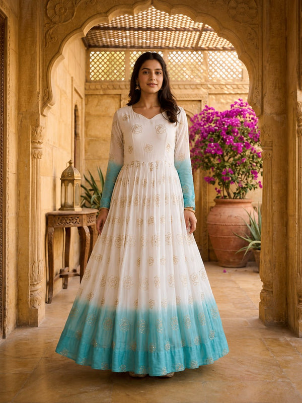 Crunchy Sequins Flared Gown ClothsVilla
