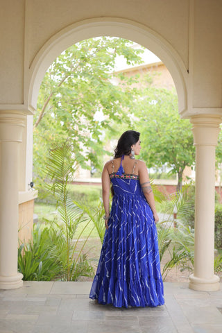 Laheriya Print Kutchi Patchwork Gown Clothsvilla