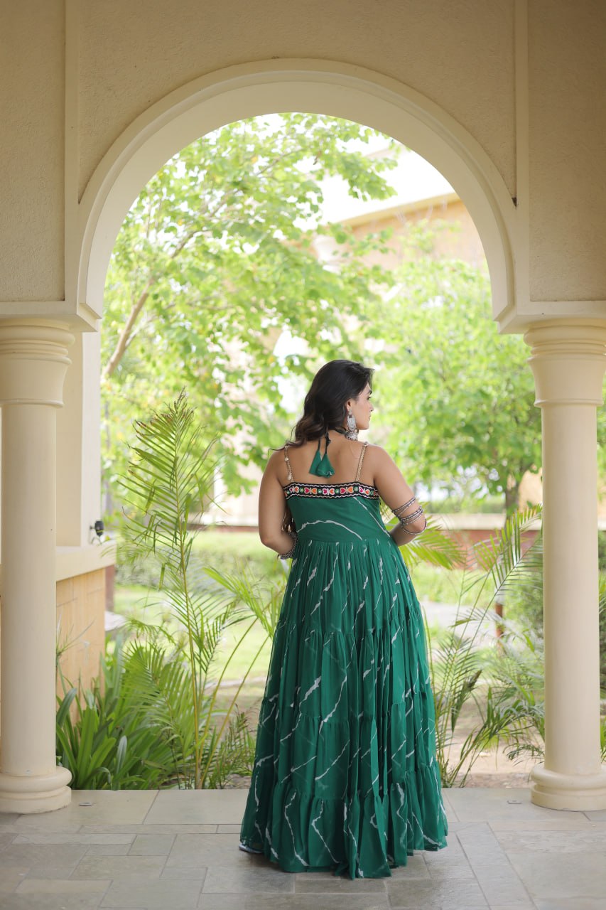 Laheriya Print Kutchi Patchwork Gown Clothsvilla