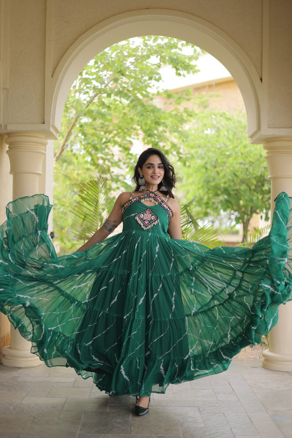 Laheriya Print Kutchi Patchwork Gown Clothsvilla