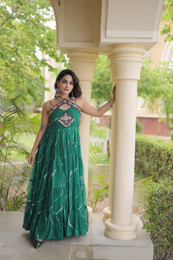 Laheriya Print Kutchi Patchwork Gown Clothsvilla
